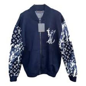 Louis Vuitton Navy and White Textured Jacket